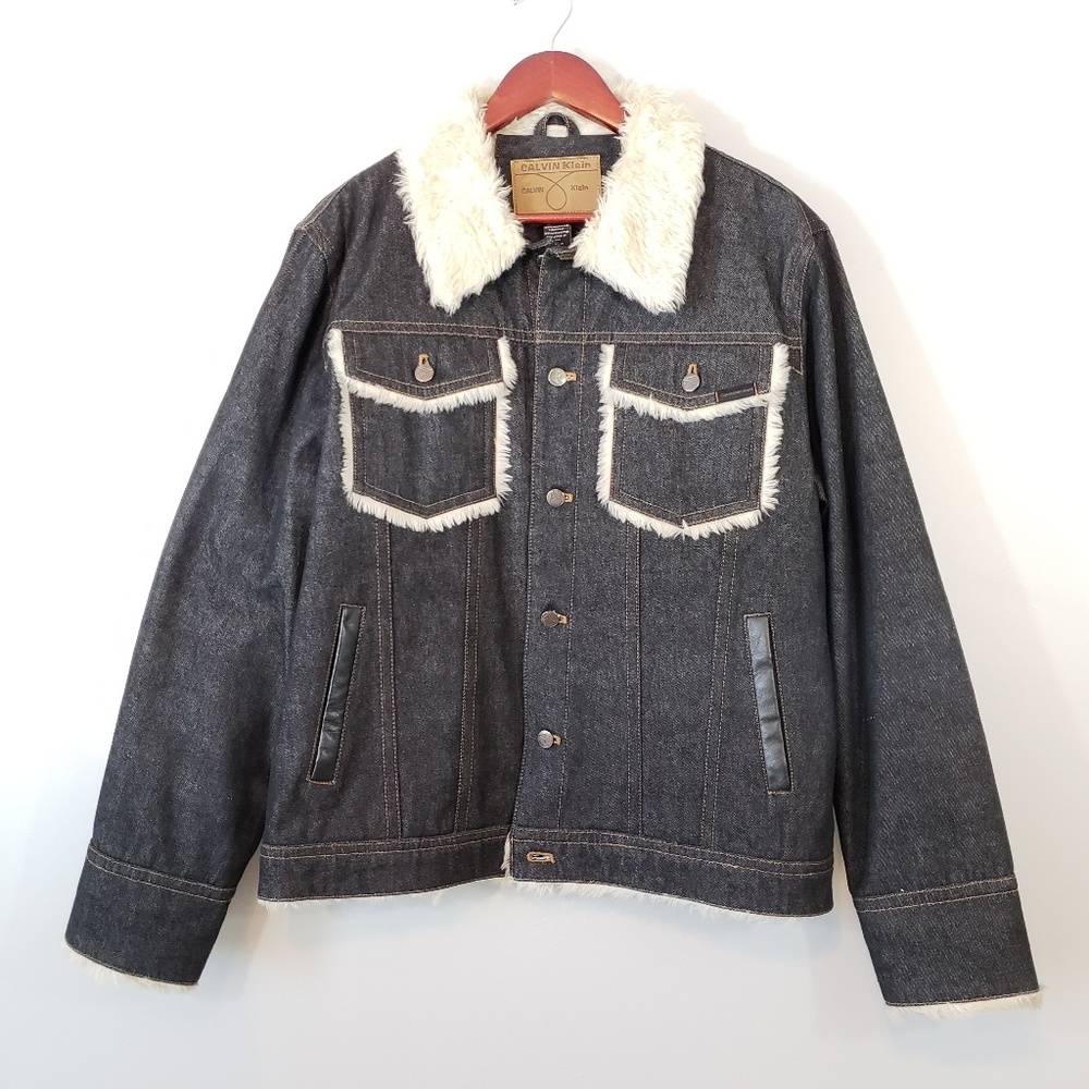 Calvin Klein Men's Faux Fur Denim Jacket